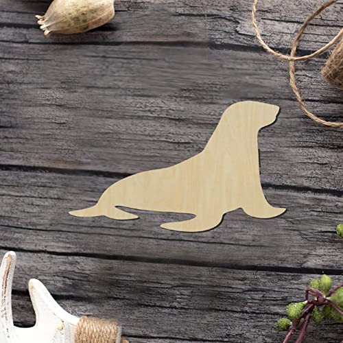 Sea Lion Wood Craft,Unfinished Wooden Cutout Art,DIY Wood Sign, Inspirational Farmhouse Wall Plaque,Rustic Home Decor for Grandpa Papa Dad Boyfriend Arupkeer