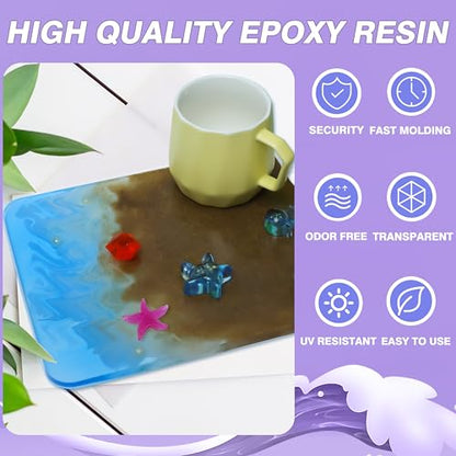 16oz Epoxy Resin - Crystal Clear Epoxy Resin, Epoxy Resin Kit No Bubbles Odor & Yellowing, Self Leveling 1:1 Mix Resin for DIY Jewelry, Table Top,