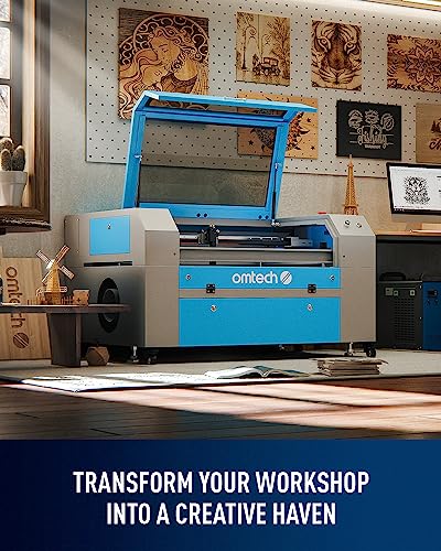 OMTech 80W CO2 Laser Engraver with LightBurn & Water Chiller, 20"x28" Laser Engraving Cutting Machine with 4 Way Pass Through Air Assist Caster