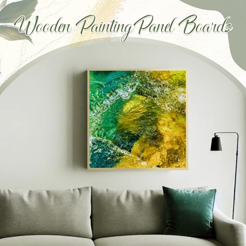 Tenceur 4 Pack 20" x 20" Birch Wood Panel Boards Kit Unfinished Wood Canvas Wooden Panel Boards for Painting 3/4" Deep Depth Wooden Canvases for Tenceur