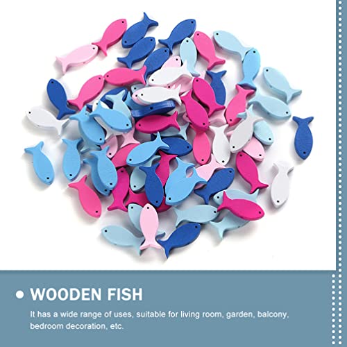SEWACC 100pcs Fish Wood DIY Crafts Cutouts Wooden Fish Shaped Hanging Ornaments Unfinished Wood Signs Sea Animals Ornaments for Wedding Birthday SEWACC