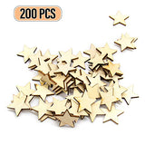 AUEAR, Wood Stars Pieces Cutout Shape Wood Stars Craft for Crafts Arts Sewing DIY Decorating (1 inch, 200 Pack) AUEAR