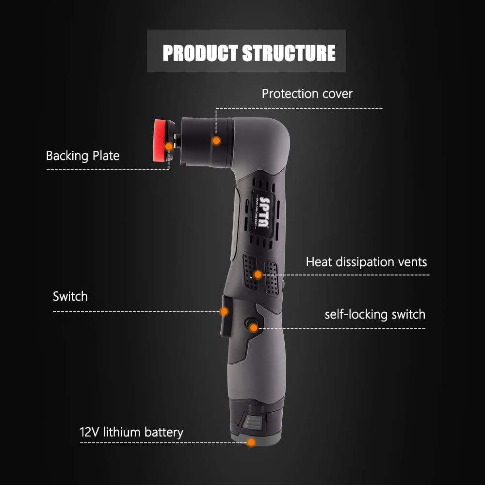 SPTA Cordless Mini Polisher, 12V Cordless Multi Polisher, Micro Cordless Scratches Killer Car Polisher RO/DA Mini Auto Machine Sets With Polishing - WoodArtSupply