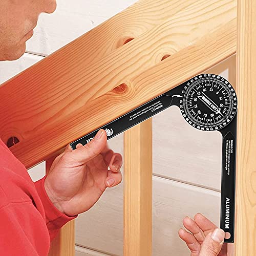 Saker Miter Saw Protractor|7-Inch Aluminum Protractor Angle Finder Featuring Precision Laser-Inside & Outside Miter Angle Finder for Carpenters, Saker