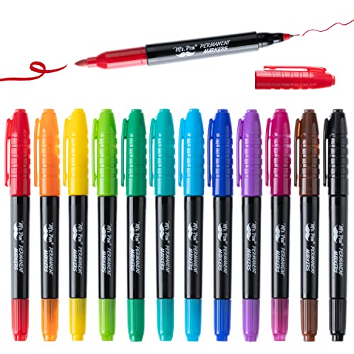 Mr. Pen- Dual Tip Permanent Markers, 12 Pack, Fine & Ultra Fine Tip, Fine Tip Permanent Markers, Fine Tip Marker, Permanent Markers Fine Point, Fine Mr. Pen