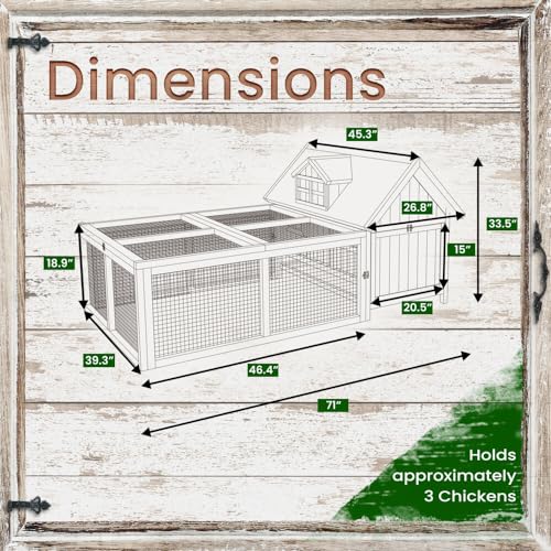 Hanover Outdoor Wooden Chicken Coop with Ramp, Large Wire Mesh Chicken Run, Waterproof Roof, Easy to Clean Removable Tray, Weather Resistant and - WoodArtSupply