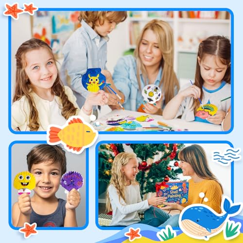 Eleanore's Diary Kids Seashell Painting Kit, Arts & Crafts Painting Gifts for Boys Girls, DIY Creative Craft Activities Toys for Age 5 6 7 8 9 10 11 Eleanore's Diary
