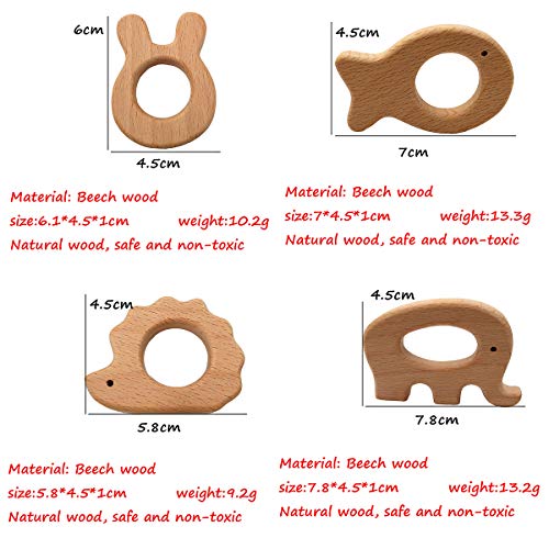 Nature Baby Teething Toys 11pc Wooden Teether Montessori Toys Wood Teether Rings Organic Infant Teether Handmade Pendant Set Shower Gift (Type 1) Alenybeby