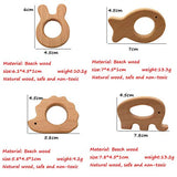Nature Baby Teething Toys 11pc Wooden Teether Montessori Toys Wood Teether Rings Organic Infant Teether Handmade Pendant Set Shower Gift (Type 1) Alenybeby
