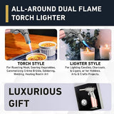 Dual Flame Butane Torch Gun - Refillable Luxury Hand Held Mini Blow Torch for Cooking, Creme Brulee, Soldering, Welding, & Resin Art - Adjustable inZaynity