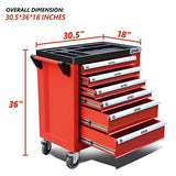 New Package DNA MOTORING 36" H X 30.5" W X 18"D Heavy Duty Lockable Slide Tool 6-Drawers Chest Rolling Tool Cart Cabinet with Keys (TOOLS-10002), Red DNA MOTORING