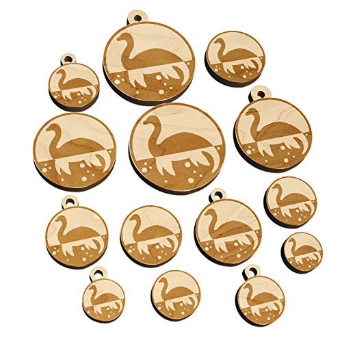 Nessie Loch Ness Monster Mini Wood Shape Charms Jewelry DIY Craft - 14mm (26pcs) - with Hole - WoodArtSupply