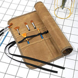 Denifiter Waxed Canvas Roll-up Pencil Bag, Heavy Duty Artist Paint Brushes Organize Pouch (Khaki) Denifiter