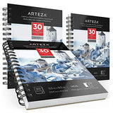 Arteza Watercolor Paper Pad Expert, Watercolor Sketchbook 5.5x8.5 Inch, Pack of 3, 30 Sheets Each, Spiral Bound, 140lb/300gsm Cold Pressed Acid Free ARTEZA