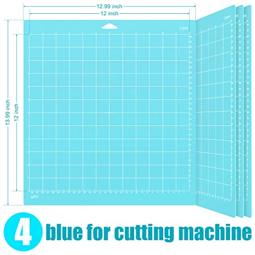 Lzerking Cutting Mat for Cricut 4 Pack Accessories and Supplies Light Replacement Blue Cut Pads Cricket Cards for Cutting Machine Maker/Maker Lzerking