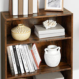 VASAGLE Rustic Brown 3-Tier Adjustable Bookshelf with Storage Shelves VASAGLE
