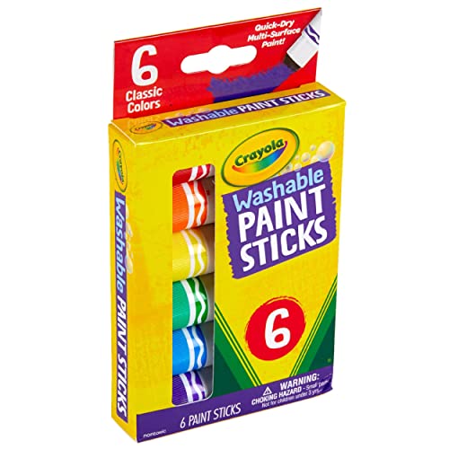 Washable Paint Sticks, No Water Required, Paint Set for Kids, Art Supplies, 6 Count Crayola