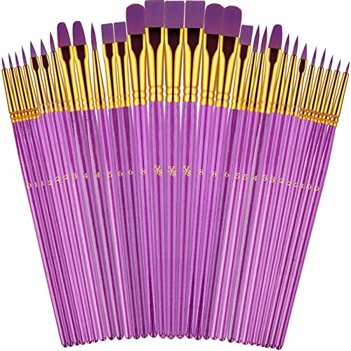 Paint Brushes Set, 30 Pcs Paint Brushes for Acrylic Painting, Watercolor Acrylic Oil Paint Brush, Artist Paintbrushes for Body Face Rock Canvas, Kids - WoodArtSupply