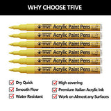 Yellow Marker Paint Pens - 6 Pack Acrylic Yellow Permanent Marker, 0.7mm Extra Fine Tip Paint Pen for Art Projects, Drawing, Rock Painting, Ceramic, TFIVE