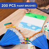AROIC Acrylic Paint Brush Set, 200 pcs Nylon Hair Brushes for All Purpose Oil Watercolor Painting Artist Professional Kits AROIC