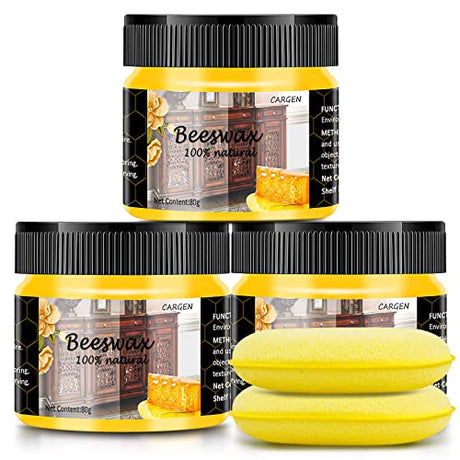 CARGEN 3 PCS Wood Seasoning Beewax Natural Beewax Traditional Wood Wax Multipurpose Beeswax Furniture Polish for Wood Polish Furniture Care CARGEN