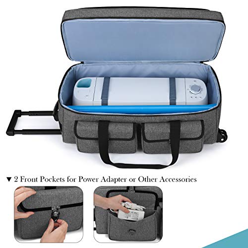 Yarwo Rolling Craft Tote Bag with Wheels Compatible for Cricut Maker, Maker 3, Explore Air 2, Cameo 4, Double Layers Carrying Case for Die Cut Yarwo