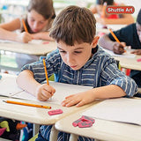 Shuttle Art Pencils and Erasers Bundle, Set of 180 Pack Assorted Colorful Pencils + 120 Pack Pink Erasers Bulk Shuttle Art