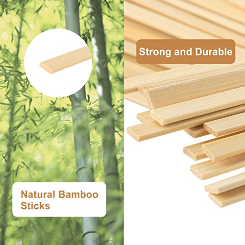 150 Pieces Natural Bamboo Sticks for Crafts- Extra Long 15.7 Inch Wooden Crafts Sticks Stakes for Crafting Arts Projects Aulock