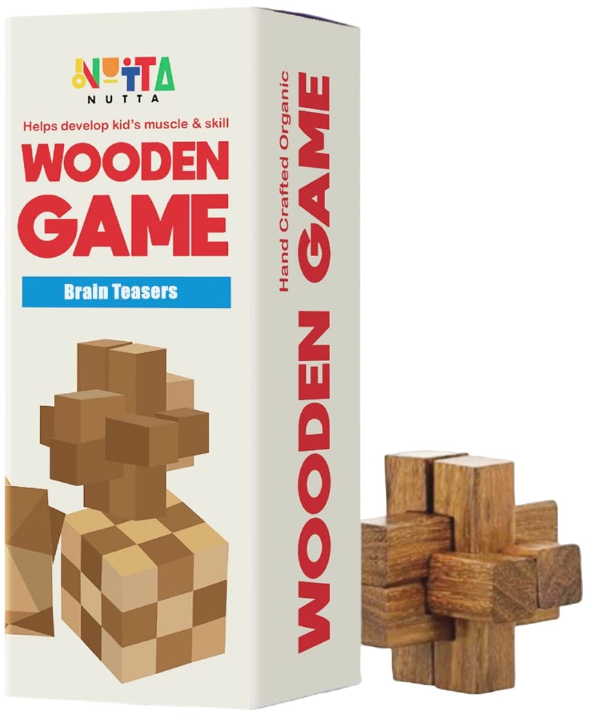 NUTTA - 3 in 1 Set Wooden Games Brain Teaser Wood Toy Desk Puzzle Coffee Table Decor Broad Game 3D Puzzles for Teens and Adults Fun Games Indoor NUTTA