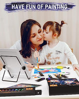 Nicpro 34PCS Kids Acrylic Paint Set with Pattern Canvas, Art Painting Supplies Kit with 12 Paints, 10 Brushes, 6 Canvas Panels, Table Easel, Paper Nicpro