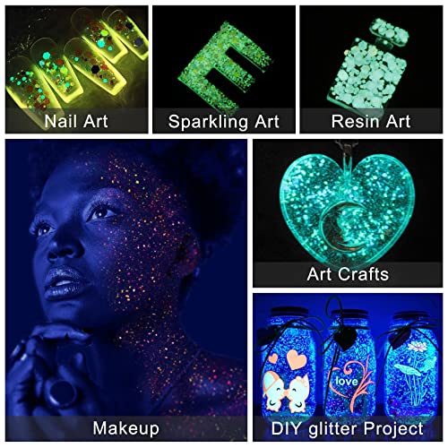 LET'S RESIN 12 Colors Glow in the Dark Pigment Powder,upgraded Luminous  Powder for Epoxy Resin,diy Arts and Crafts-skin Safe for Nails,slime 