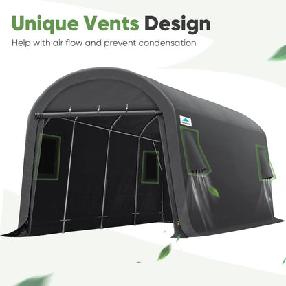 ADVANCE OUTDOOR 10x20 ft Heavy Duty Carport Outdoor Patio Anti-Snow Large Space Canopy Storage Shelter Shed with 2 Roll up Zipper Doors & Vents for
