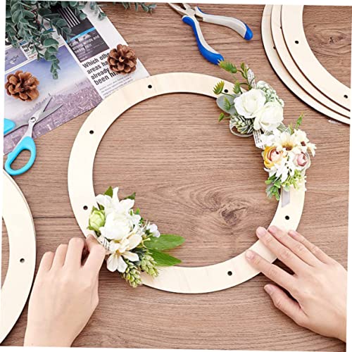 SEWACC 2Pcs Wooden Wreath Frame Flat Wreath Base Wreath Form Flower Wreath Boards Wreath Boards with Holes Craft Hoop Rings Floral Hoop Centerpiece SEWACC