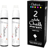 White Jumbo Chalk Markers - 15mm Window Markers | Pack of 2 White pens - Use on Cars, Chalkboard, Whiteboard, Blackboard, Glass, Bistro | Loved by Chalkola