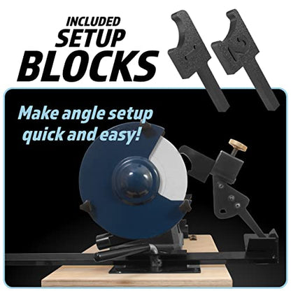 Pro Grind Multi-Grind Sharpening Jig with Setup Blocks for Multiple Tool Grinds and For Use with Sharpening Systems that Use Pocket V-Arm Attachments