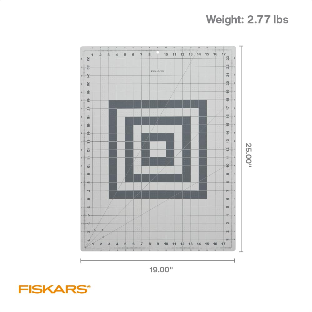 Fiskars Self Healing Cutting Mat for Crafts, Sewing, and Quilting Projects - 18” x 24" Grid - Rotary Fabric Cutting Craft Mat with Ruler Grid - Gray Fiskars