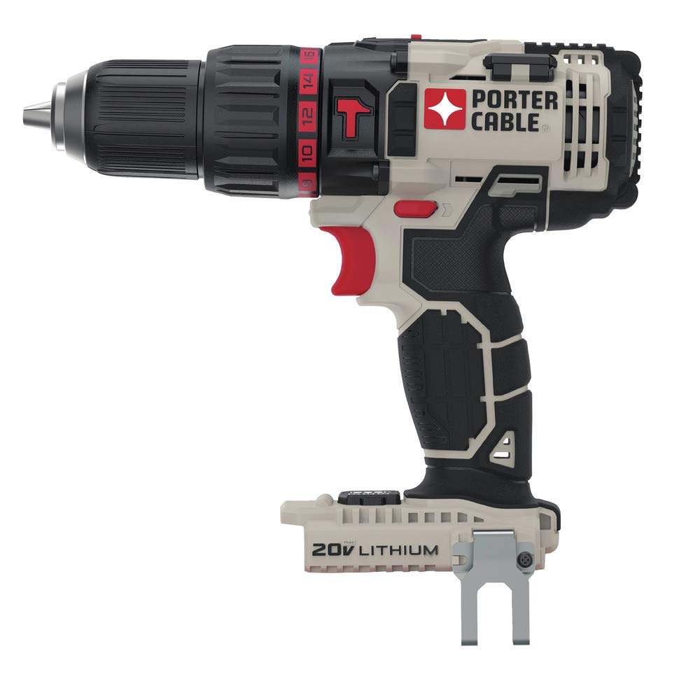 PORTER-CABLE 20V MAX* Hammer Drill, Tool Only (PCC620B),Black Gray