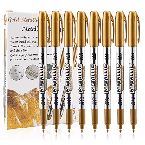 LOONENG Gold Marker Metallic, Fine Point Gold Markers Permanent Metallic for Adult Coloring, Black Paper, Scrapbook, Artist Illustration, Crafts, - WoodArtSupply