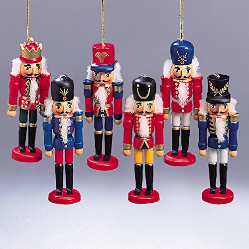 Kurt Adler 5" Wooden Nutcracker Christmas Ornaments 6Pc Kurt S. Adler