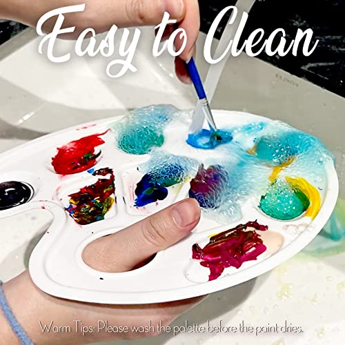 FANDAMEI 20 PCS Oval Paint Tray Palettes, Plastic Paint Tray Palettes, Paint Palettes Paint Pallets with Thumb Hole, for Adults & Kids, for Painting Fandamei