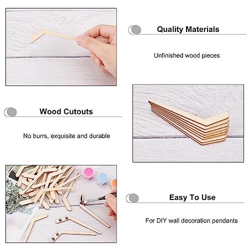 OLYCRAFT 30pcs Unfinished Wood Hockey Stick Blank Wood Slices Hockey Shape Wooden Pieces Unfinished Blank Slices Natural Wood Cutouts for DIY Project OLYCRAFT