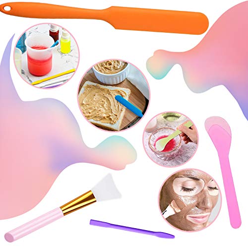 IHUIXINHE 18 Pcs Silicone Stir Sticks Set, Include 3 Pcs Silicone Spatula, 5 Pcs Silicone Epoxy Brushes, 4 Pcs Silicone and 6 Pcs Plastic Stir IHUIXINHE