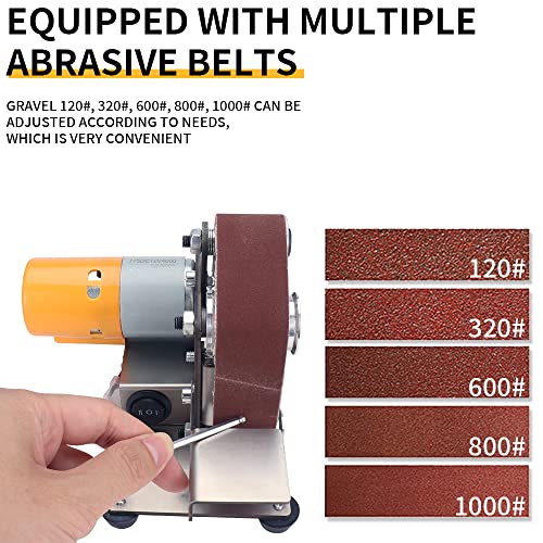 Baisiky Mini Belt Sander Bench Metal Grinder Knife Making Small Electric Sharpening Machine, 7 Adjustable Speed Polisher for Knife Making, DIY Wood - WoodArtSupply