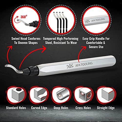 AFA Tooling - Deburring Tool with 10 Extra High Speed Steel Blades - Works on Metal, Resin, PVC Pipes, Copper, Plastic and 3D Printed Edges - - WoodArtSupply