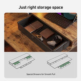 FEZIBO 55 x 24 Electric Standing Desk Adjustable Height with 4 Drawers, Sit Stand Desk with Storage Shelf, Rising Desk with Splice Board, Black FEZIBO