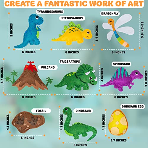 MOMOTOYS Dinosaur Toy Kids Sewing Kits for Kids Ages 8-12 - Beginner Sewing Kit for Kids -Kids Felt Sewing Kit - Sew Spectacular Adorable Animals - MOMOTOYS