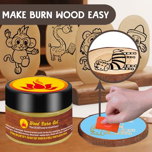 1DFAUL Wooden Burning Paste, 4 OZ Wood Burn Gel with Silicone Squeegee for Crafting, Drawing and DIY Arts, Create Beautiful Art in Minutes, 1DFAUL