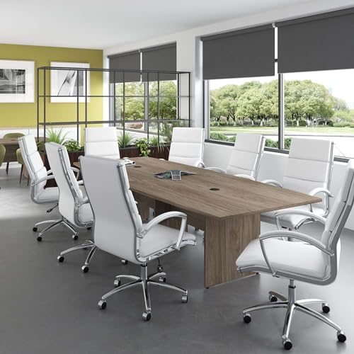 Bush Business Furniture Conference Table for 8-10 People | Boat Shaped 10 FT Engineered Wood Meeting Desk with Wooden Base for Office Boardrooms, Bush Business Furniture