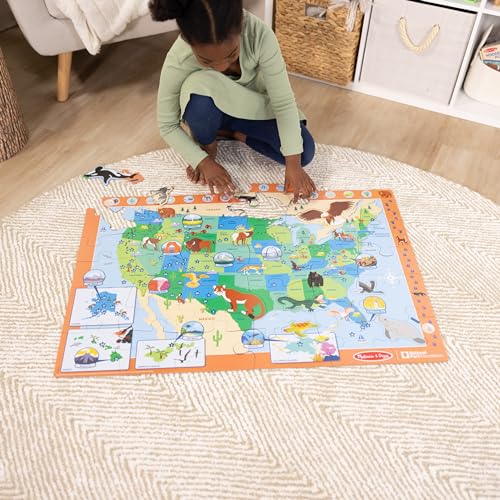 Melissa & Doug National Parks U.S.A. Map Floor Puzzle – 45 Jumbo and Animal Shaped Pieces, Search-and-Find Activities - Kids Preschool Educational - WoodArtSupply