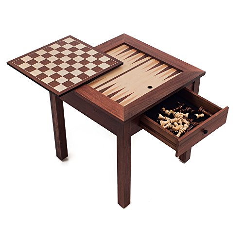 Hey! Play! Wood 3 in 1 Chess Backgammon Table by Trademark Games, Brown